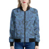 Camouflage Denim Jeans Pattern Print Women's Bomber Jacket