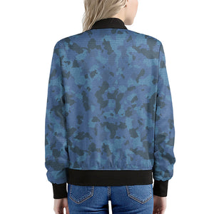 Camouflage Denim Jeans Pattern Print Women's Bomber Jacket