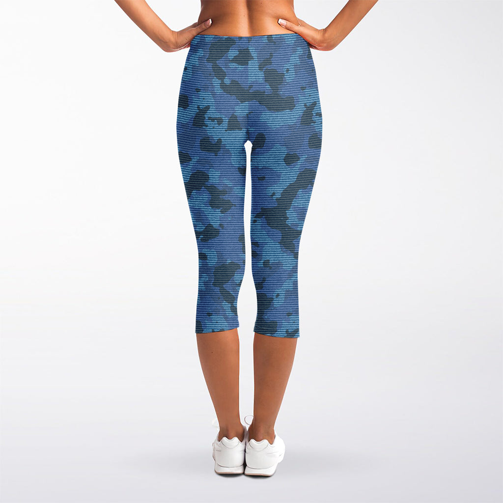 Camouflage Denim Jeans Pattern Print Women's Capri Leggings