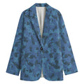 Camouflage Denim Jeans Pattern Print Women's Cotton Blazer