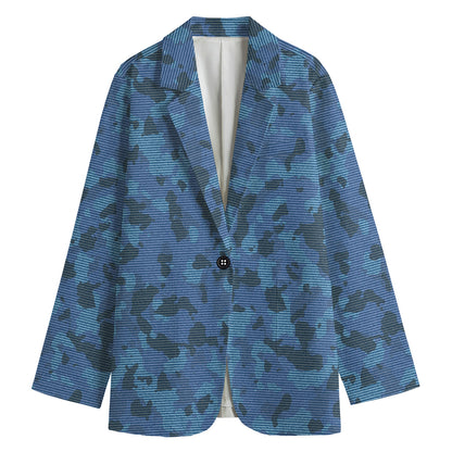 Camouflage Denim Jeans Pattern Print Women's Cotton Blazer