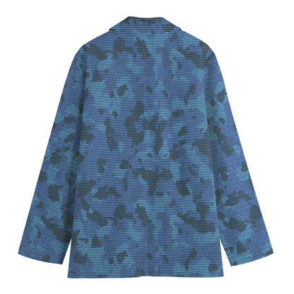 Camouflage Denim Jeans Pattern Print Women's Cotton Blazer