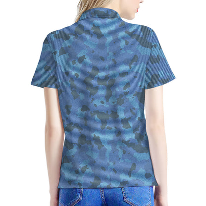 Camouflage Denim Jeans Pattern Print Women's Polo Shirt