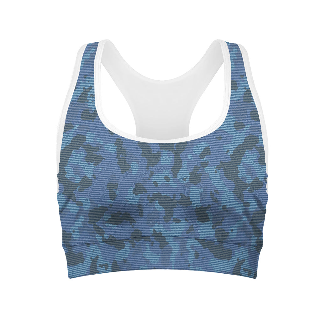Camouflage Denim Jeans Pattern Print Women's Sports Bra