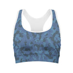 Camouflage Denim Jeans Pattern Print Women's Sports Bra
