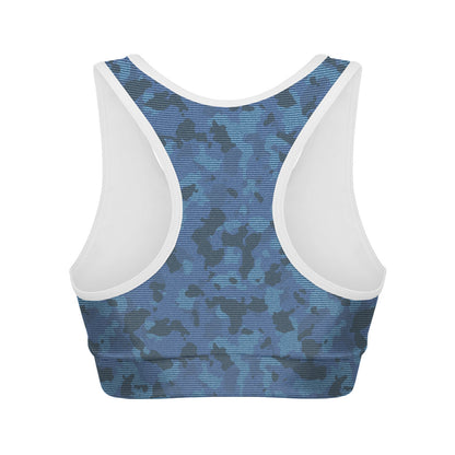 Camouflage Denim Jeans Pattern Print Women's Sports Bra