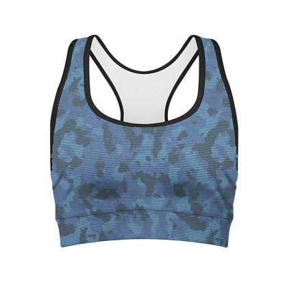 Camouflage Denim Jeans Pattern Print Women's Sports Bra