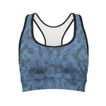 Camouflage Denim Jeans Pattern Print Women's Sports Bra