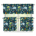 Camping Equipment Pattern Print 3 Piece Kitchen Curtains
