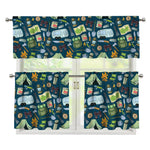 Camping Equipment Pattern Print 3 Piece Kitchen Curtains