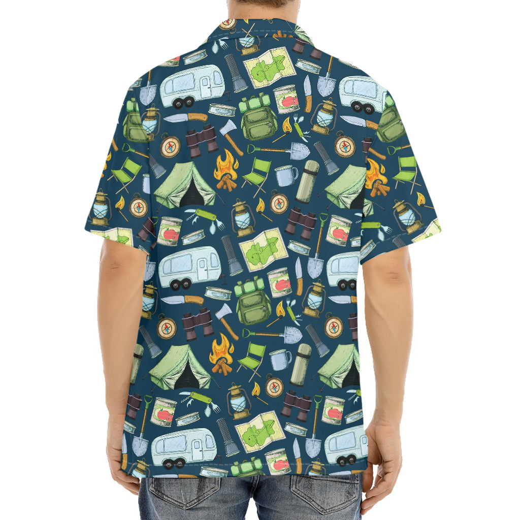 Camping Equipment Pattern Print Aloha Shirt