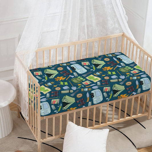 Camping Equipment Pattern Print Baby Crib Sheet