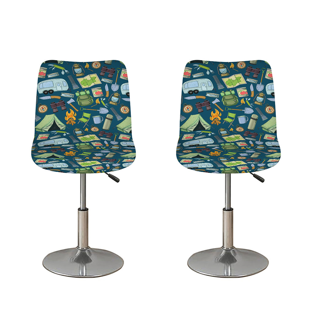 Camping Equipment Pattern Print Bar Stool Covers