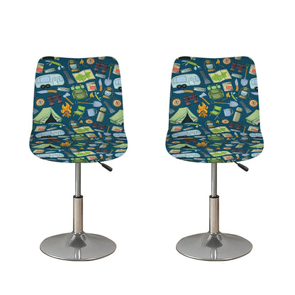 Camping Equipment Pattern Print Bar Stool Covers
