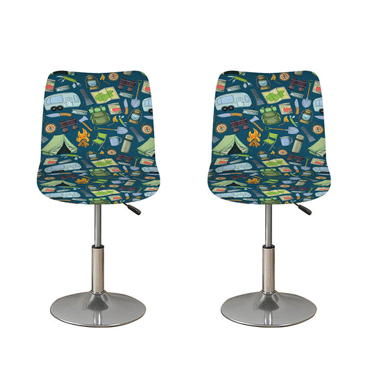 Camping Equipment Pattern Print Bar Stool Covers