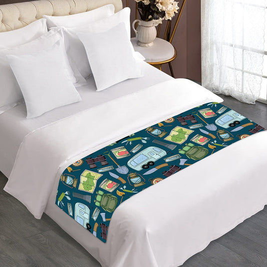 Camping Equipment Pattern Print Bed Runner