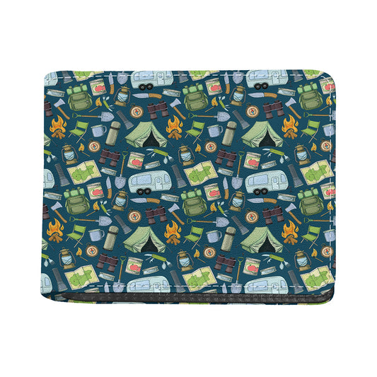 Camping Equipment Pattern Print Bifold Wallet