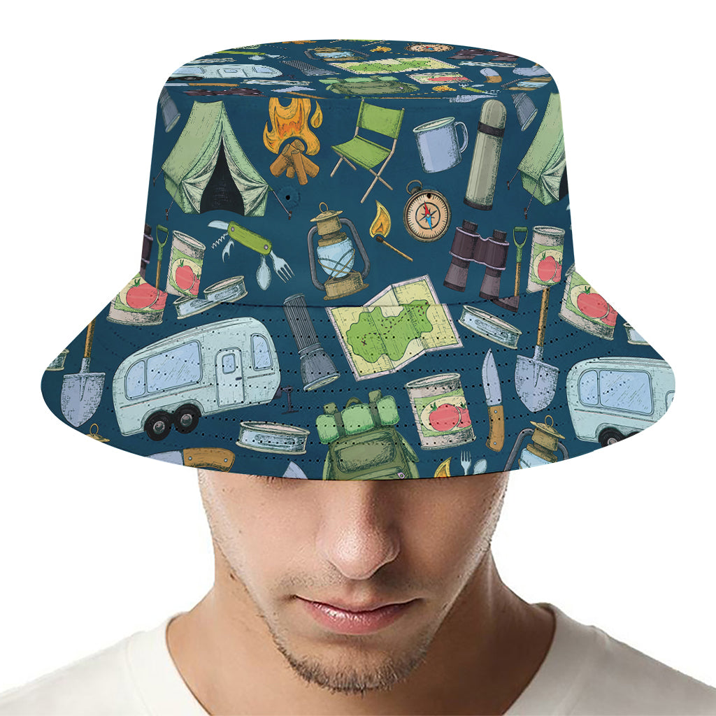 Camping Equipment Pattern Print Bucket Hat