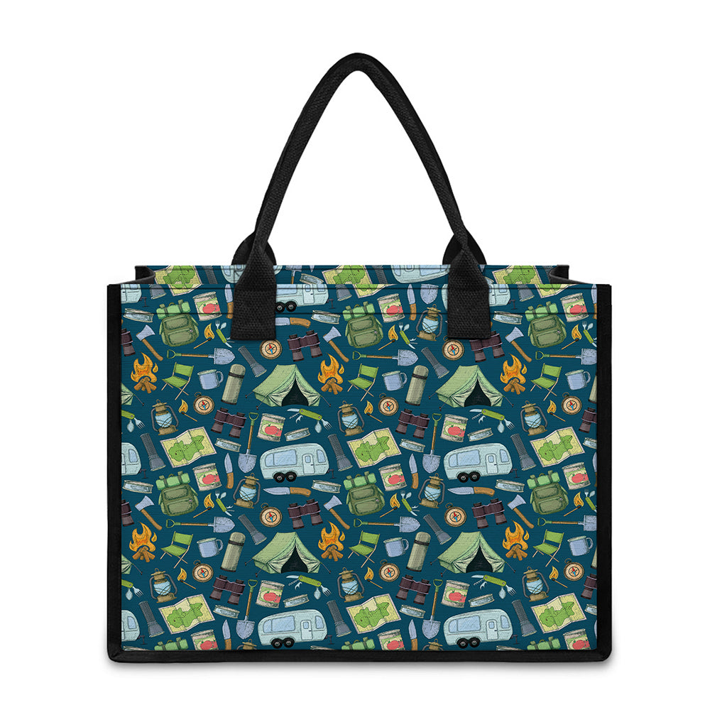 Camping Equipment Pattern Print Canvas Tote Bag