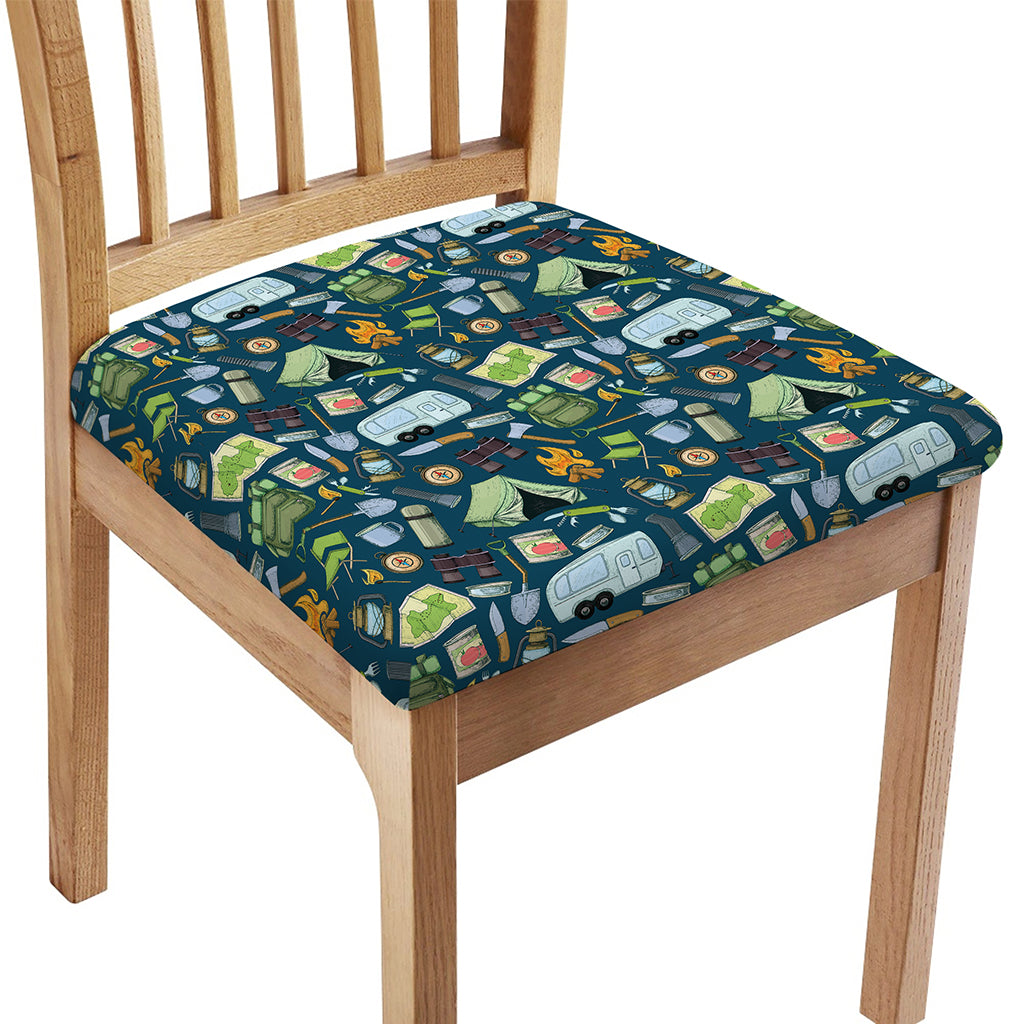 Camping Equipment Pattern Print Chair Cushion Cover