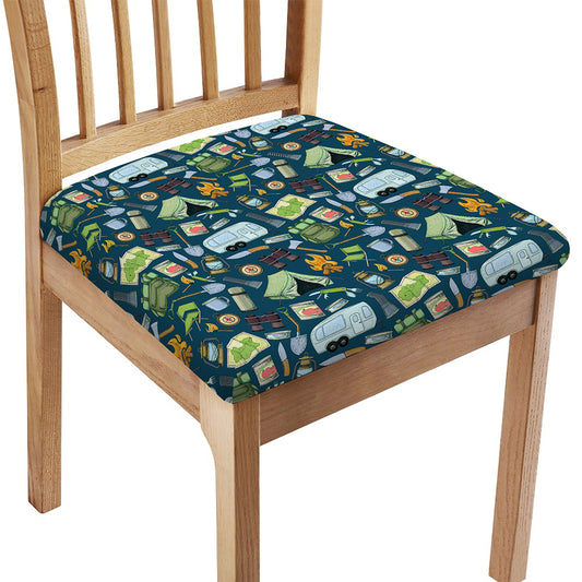 Camping Equipment Pattern Print Chair Cushion Cover