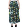 Camping Equipment Pattern Print Chiffon Maxi Skirt