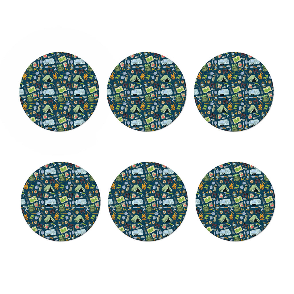 Camping Equipment Pattern Print Coaster Set