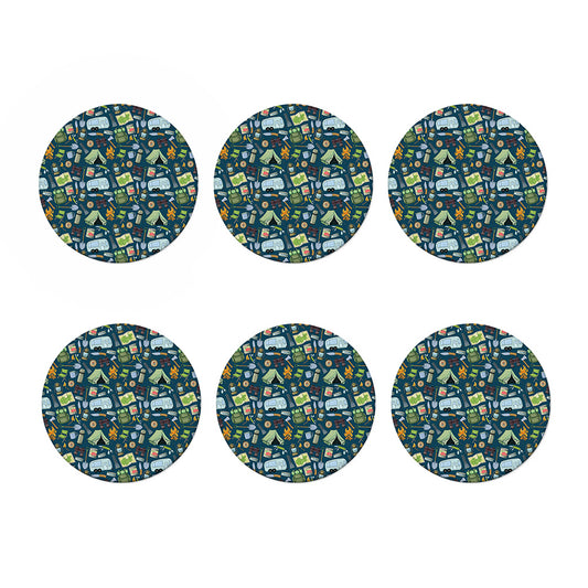 Camping Equipment Pattern Print Coaster Set