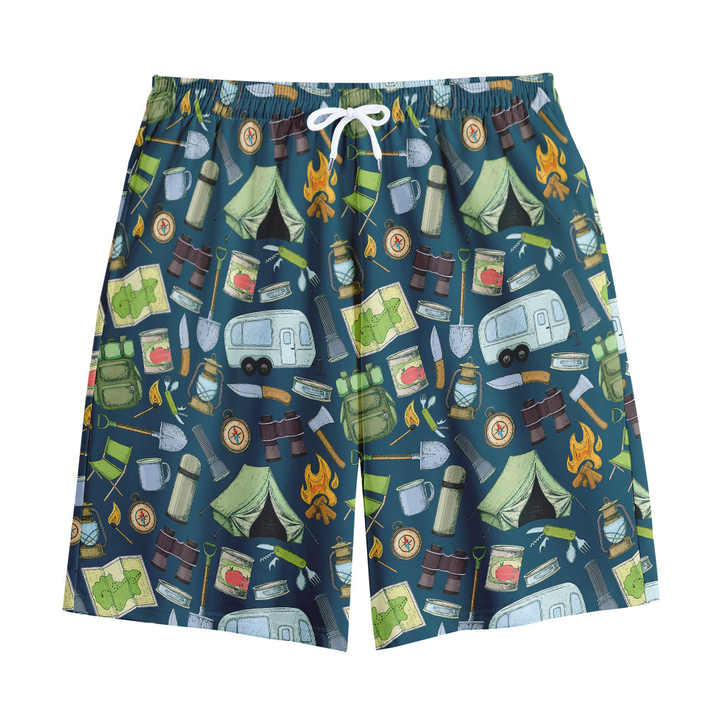 Camping Equipment Pattern Print Cotton Shorts