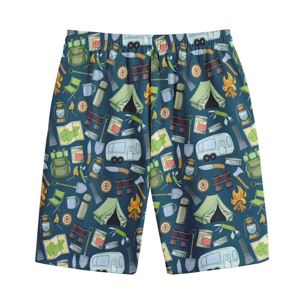 Camping Equipment Pattern Print Cotton Shorts