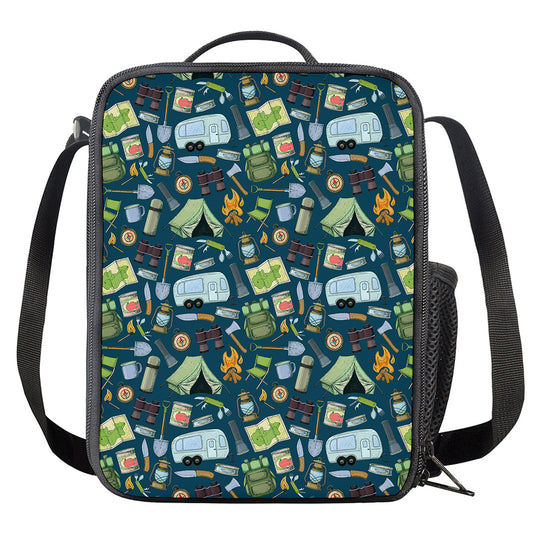 Camping Equipment Pattern Print Crossbody Lunch Bag