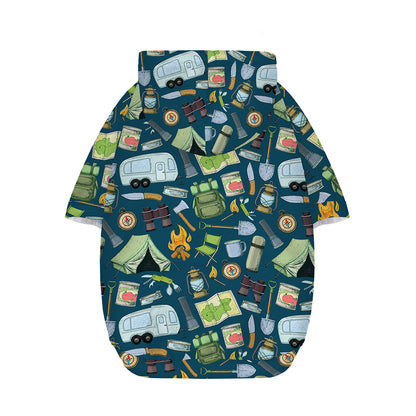 Camping Equipment Pattern Print Dog Zip Up Hoodie
