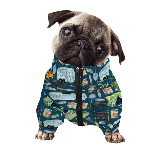 Camping Equipment Pattern Print Dog Zip Up Jacket