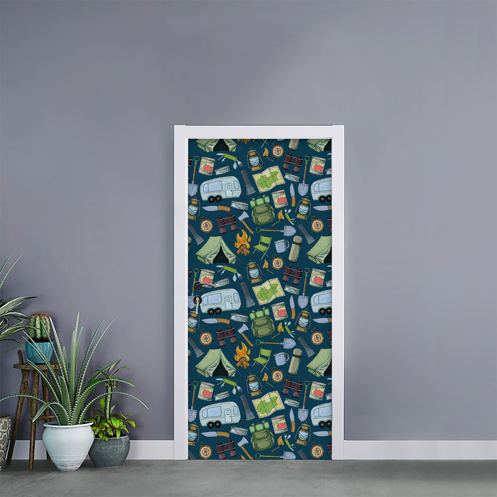 Camping Equipment Pattern Print Door Sticker