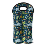 Camping Equipment Pattern Print Double Neoprene Wine Tote