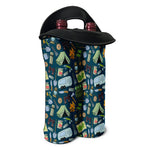 Camping Equipment Pattern Print Double Neoprene Wine Tote