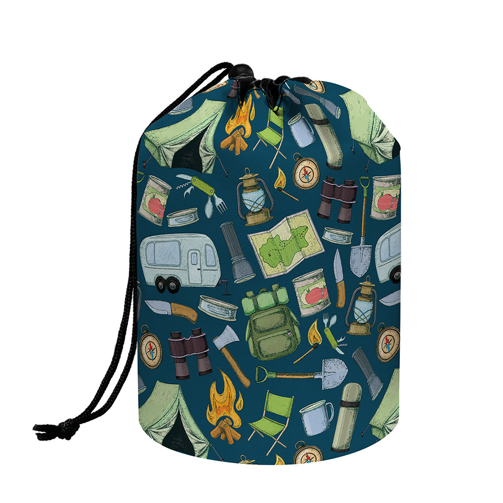 Camping Equipment Pattern Print Drawstring Makeup Bag