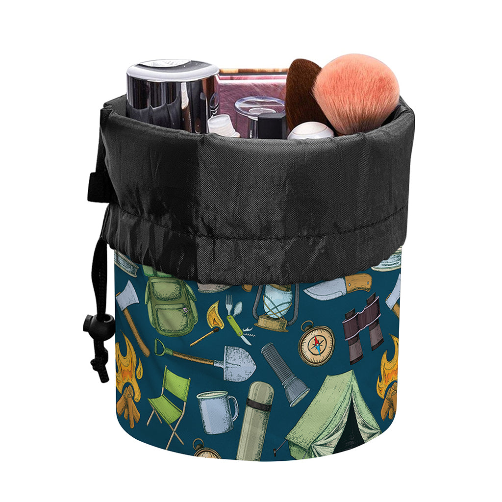 Camping Equipment Pattern Print Drawstring Makeup Bag