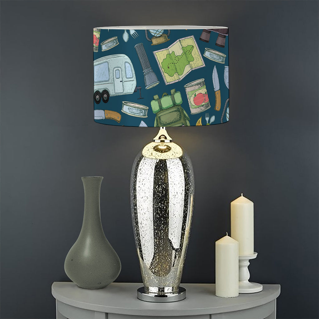 Camping Equipment Pattern Print Drum Lamp Shade