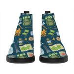 Camping Equipment Pattern Print Flat Ankle Boots