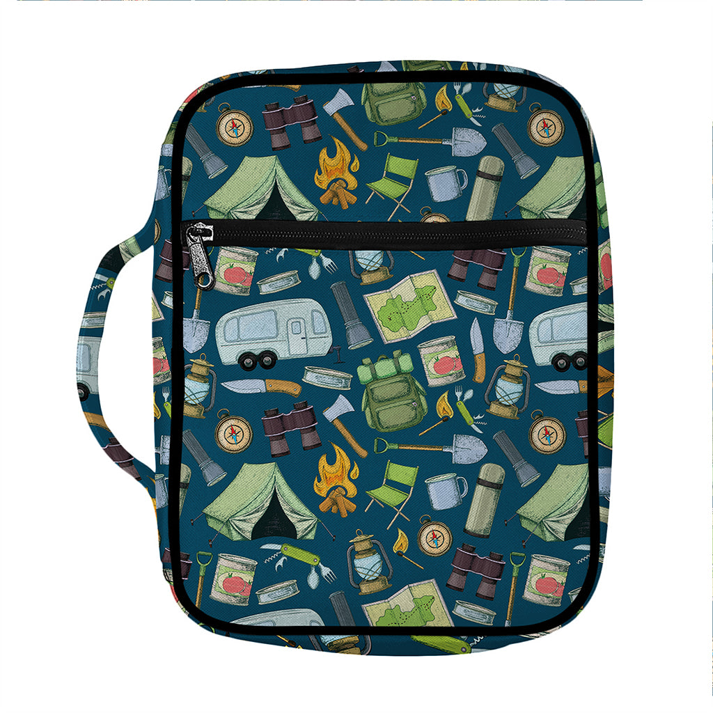 Camping Equipment Pattern Print Front Pocket Bible Bag