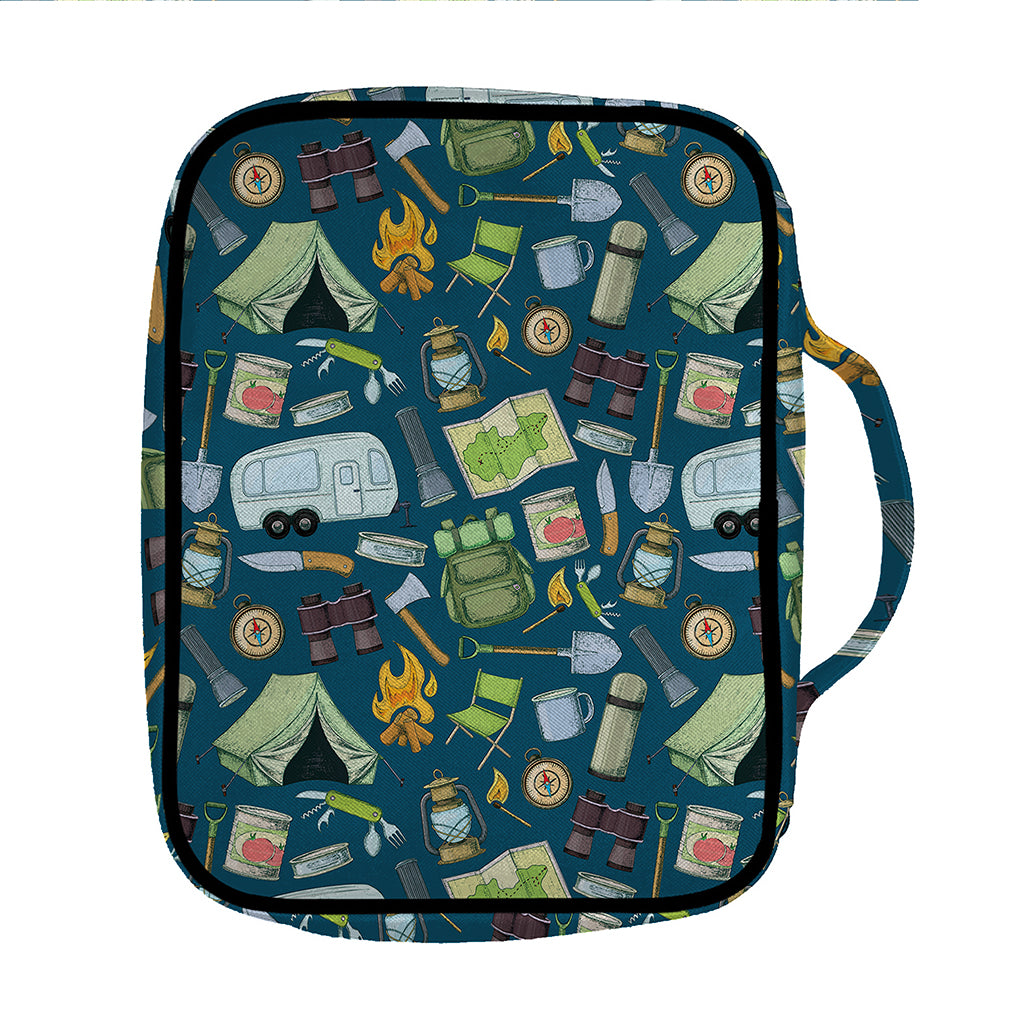 Camping Equipment Pattern Print Front Pocket Bible Bag