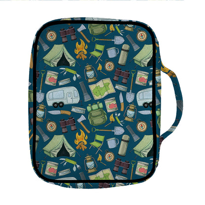 Camping Equipment Pattern Print Front Pocket Bible Bag