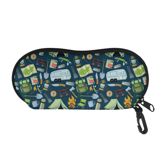 Camping Equipment Pattern Print Glasses Case