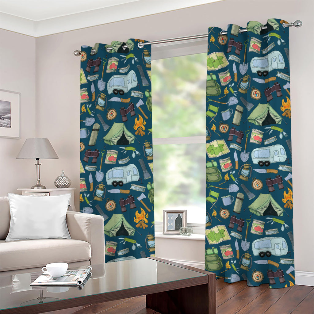 Camping Equipment Pattern Print Grommet Curtains