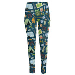 Camping Equipment Pattern Print High-Waisted Pocket Leggings