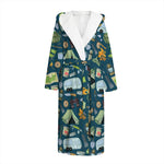 Camping Equipment Pattern Print Hooded Bathrobe