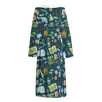 Camping Equipment Pattern Print Hooded Bathrobe