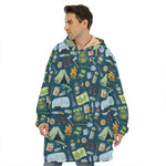 Camping Equipment Pattern Print Hoodie Blanket