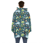 Camping Equipment Pattern Print Hoodie Blanket